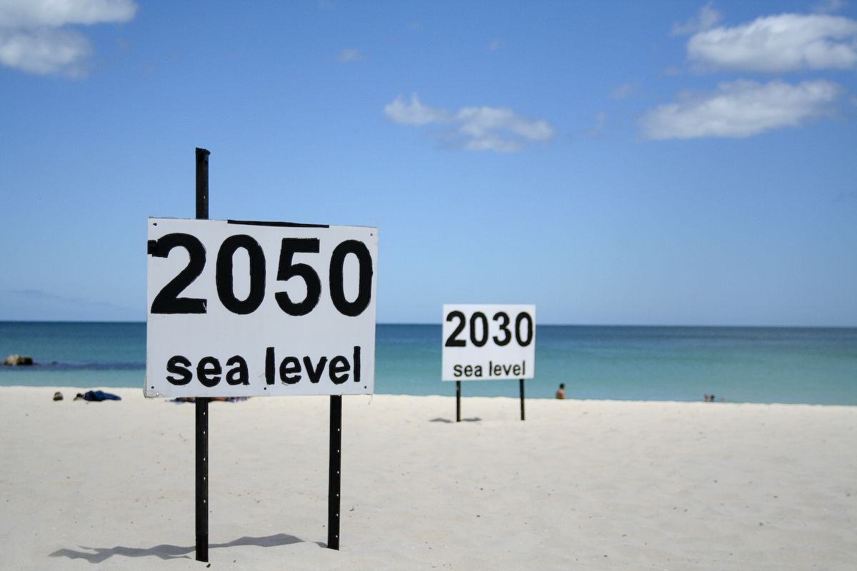 One prediction of where rising sea levels will end up at Cottesloe Beach, Perth Western Australia by go_greener_oz